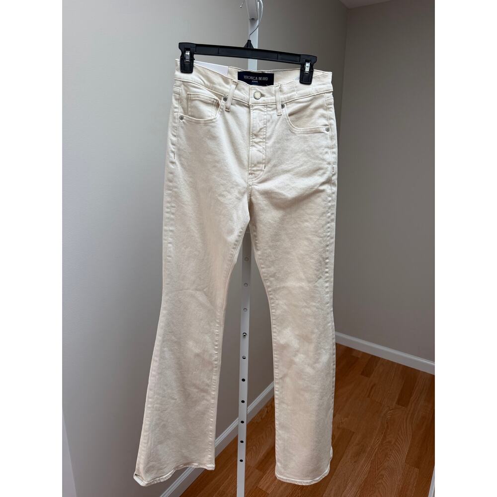 NEW Veronica Beard Beverly High Rise Skinny Flare Jeans Ecru Size 29 - Picture 7 of 11